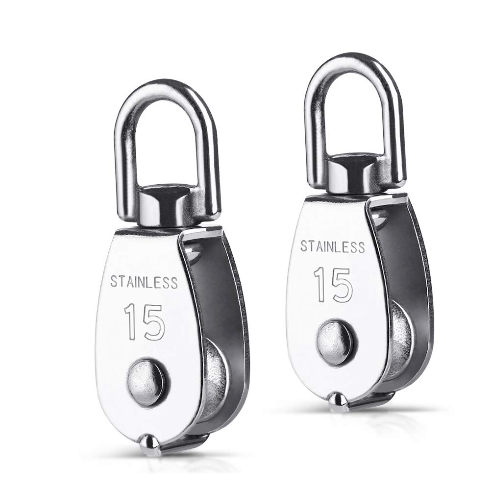 Amazon | Rhinocats 滑車 M15 ローププーリー スイベル式 ステンレス